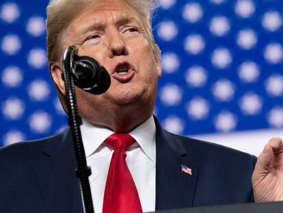 El presidente de Estados Unidos, Donald Trump, durante un acto de campaña en Ohio.