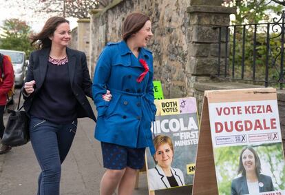 Kezia Dugdale y su pareja, este domingo