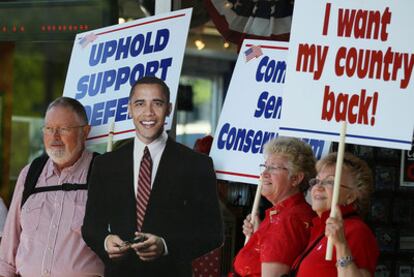 Seguidores del Tea Party protestan en Washington contra el Gobierno del presidente Barack Obama.