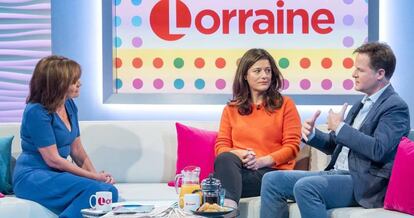 Miriam González Durántez y Nick Clegg, en el programa de Lorraine esta mañana.