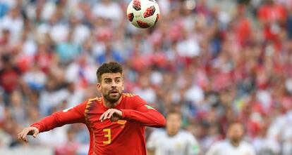 Piqué, durante el Rusia-España del Mundial.