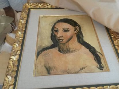 El cuadro de Picasso 'Cabeza de mujer joven', que fue incautado en Córcega.