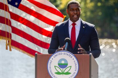 Michael Regan, the head of the Environmental Protection Agency, during an event at North Carolina State University, on October 18, 2021, in Raleigh, North Carolina.