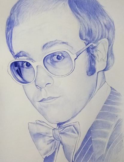 'Elton John', dibujo de Óscar Bermejo.