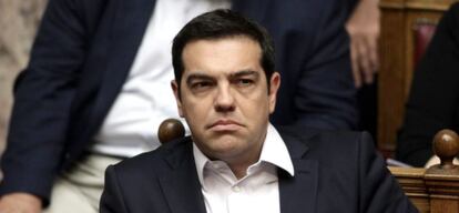 El primer ministro griego Alexis Tsipras durante el debate en el Parlamento. 