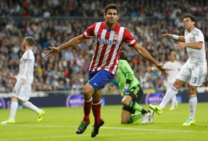 Celebración del 0-1 de Diego Costa en el Real Madrid-Atlético de la 7ª jornada.