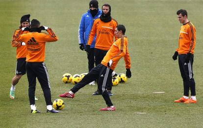 Modric, Di Mar&iacute;a, Ronaldo y Bale, ayer.