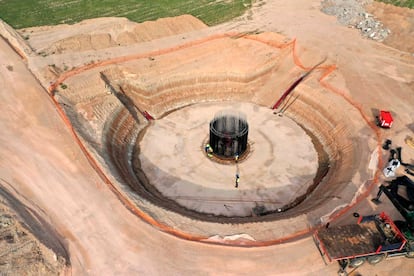 Obra civil de cimentación para instalar las turbinas eólicas, en una foto facilitada por GES.