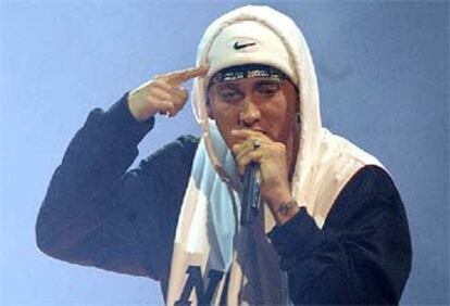 El rapero Eminem, durante la gala de los premios MTV 2002, que se celebró en Barcelona.