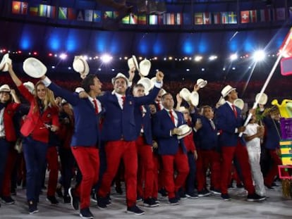 Deportistas españoles en la ceremonia de apertura de los Juegos Olímpicos de Río 2016, Brasil.