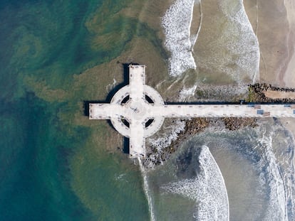 Vista aérea del muelle Matanchén, en San Blas, en el estado mexicano de Nayarit.