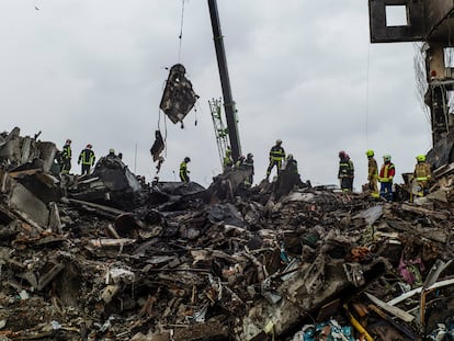 Un edificio derruido en la ciudad ucrania de Borodianka, el sábado.