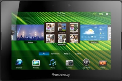 Vista frontal de la PlayBook, la propuesta de RIM.