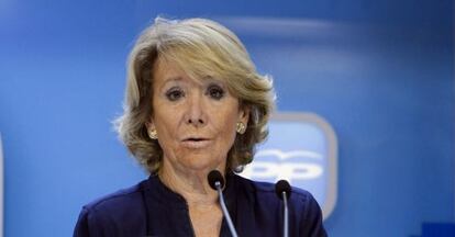 Aguirre, en la rueda de prensa del último comité regional del PP celebrado esta semana.