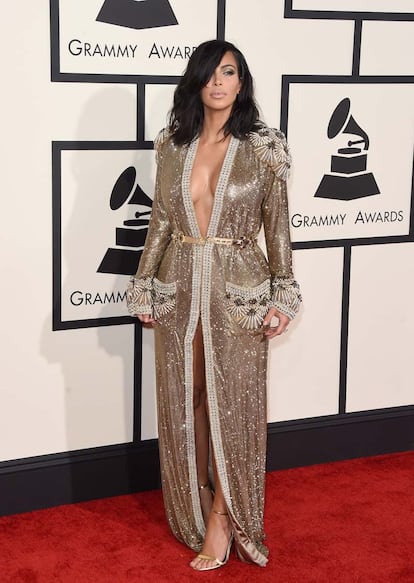 Kim Kardashian no pasó desapercibida en el Staples Center de Los Ángeles con este Jean Paul Gaultier Alta Costura