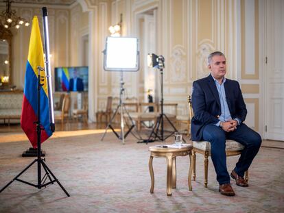 El presidente de Colombia Iván Duque, durante una entrevista con EL PAÍS en el Palacio de Nariño en Bogotá el 30 de mayo de 2021.
