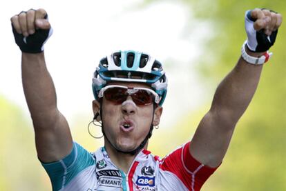 Gilbert celebra su triunfo en la Amstel Gold Race