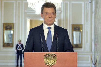 El presidente colombiano, Juan Manuel Santos, se dirige a la nación.