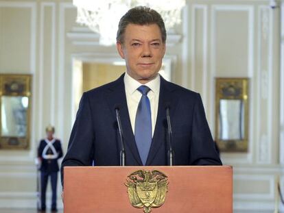 El presidente colombiano, Juan Manuel Santos, se dirige a la naci&oacute;n.