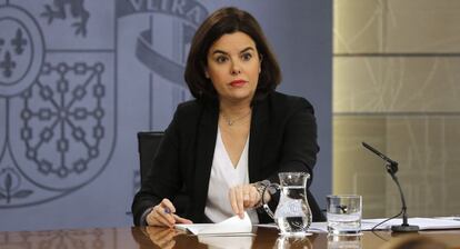 La vicepresidenta, Soraya Sáenz de Santamaría, este viernes.