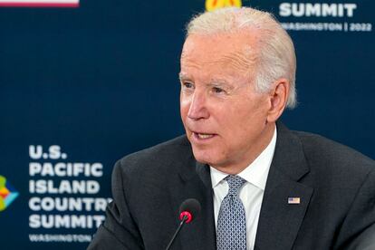 President Joe Biden speaks during the U.S.-Pacific Island Country Summit at the State Department in Washington, Thursday, Sept. 29, 2022.