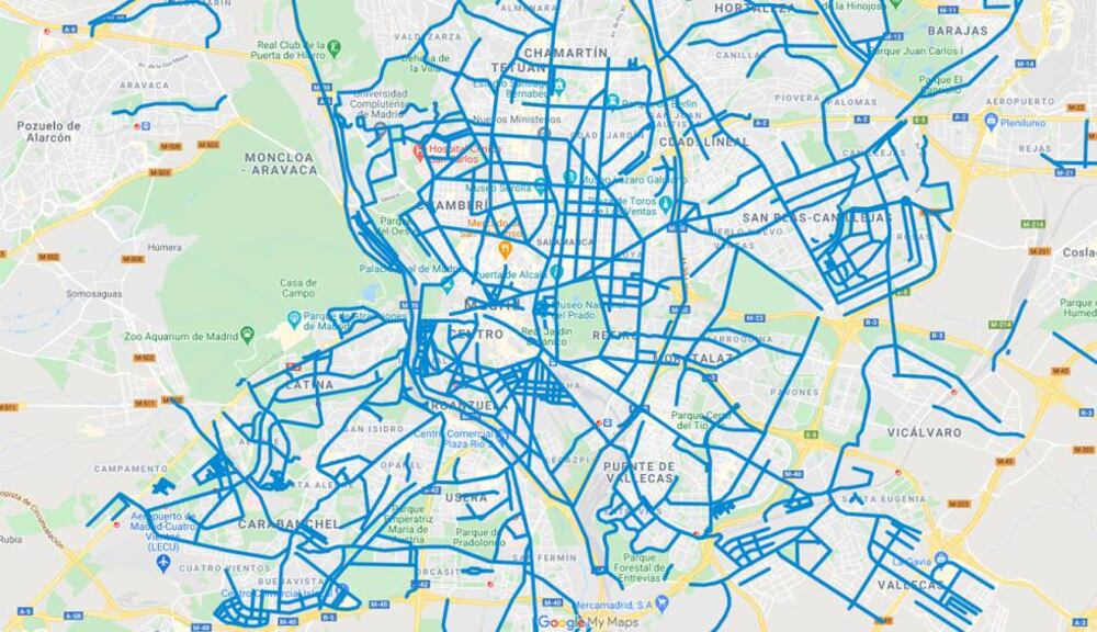 Este mapa te muestra que calles están ya limpias de nieve en Madrid a ...