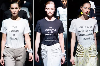 La colección otoño-invierno 2017/2018 de Prabal Gurung estuvo plagado de camisetas feministas.