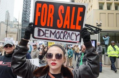 Manifestantes en Chicago (EE UU)