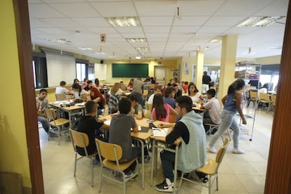 Aula de un instituto madrileño, el pasado junio.