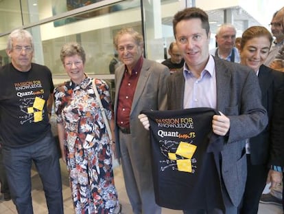 De izquierda a derecha, Etxenike, Bell Burnell, Cohen-Tannoudji y Cirac, participantes en el congreso Quantum 13.