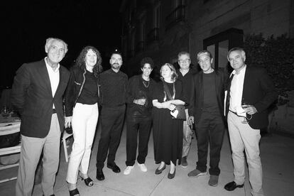 Marie-Blanche Carlier, Agustin Pérez Rubio, Julie Mehretu, Estrella de Deigo, Ulrich Gebauer, Paul Peiffer y el director artístico del Museo Thyssen-Bornemisza, Guillermo Solana.