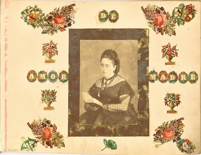 Page of the 'Emilia Pullés album dedicated to her children', 1876.