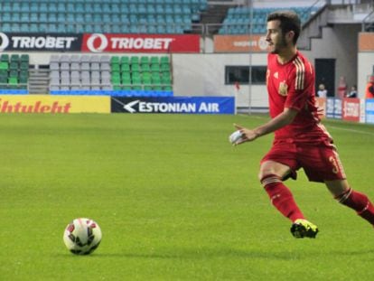 Gay&agrave;, durante el partido contra Estonia.