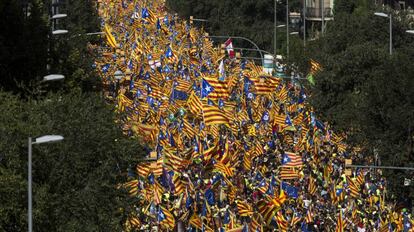 Manifestacion de la Diada de Catalu&ntilde;a en el tramo de Calle Aragon (Barcelona), el pasado 11 de septiembre. 