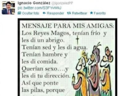 Felicitación publicada por error desde la cuenta de González.