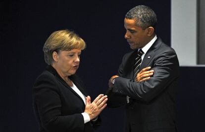 Merkel y Obama en la cumbre del G-20 en noviembre de 2011.