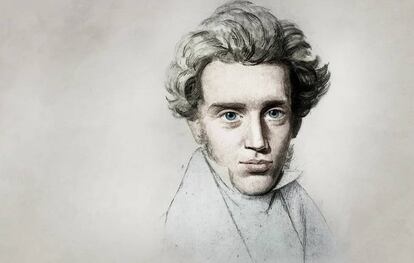 Boceto de Kierkegaard realizado por Niels Christian Kierkegaard hacia 1840.