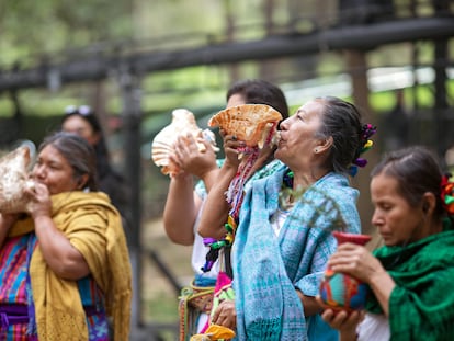 Mujeres indígenas tlalmanalli abren el primer encuentro del Foro Generación Igualdad en México el pasado febrero.