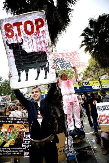 Protesta antitaurina en Barcelona.