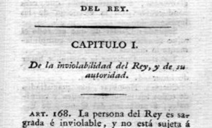Artículo de la inviolabilidad del Rey en la Constitucion de 1812.