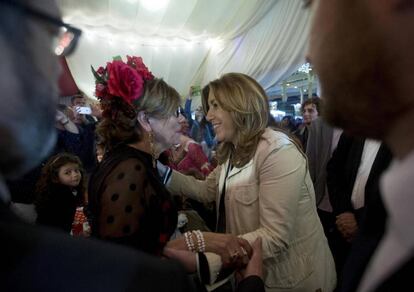 Susana D&iacute;az a la Feria de Abril de Barcelona, dissabte passat.