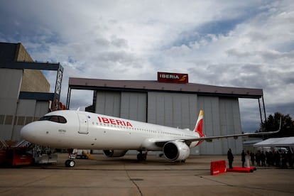 Un Airbus A321XLR de Iberia en Madrid en noviembre de 2024. 