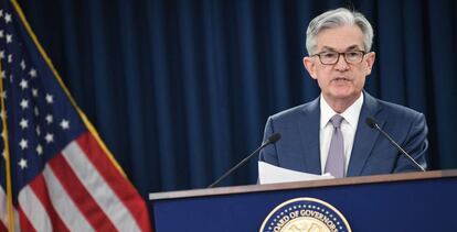 Jerome Powell, presidente de la Fed, el día 3 al anunciar el recorte de tipos.