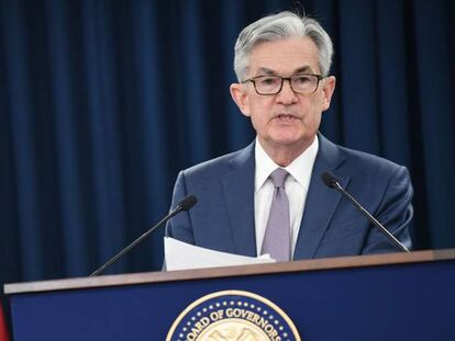 Jerome Powell, presidente de la Fed, el día 3 al anunciar el recorte de tipos.