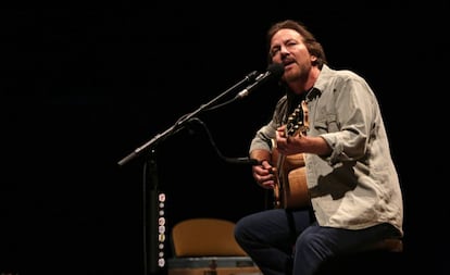 Eddie Vedder, este sábado en el Wizink Center, en Madrid.