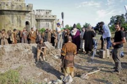 Imagen del rodaje en los estudios bucarestinos de Castel Film de la película italiana "Barbarossa".