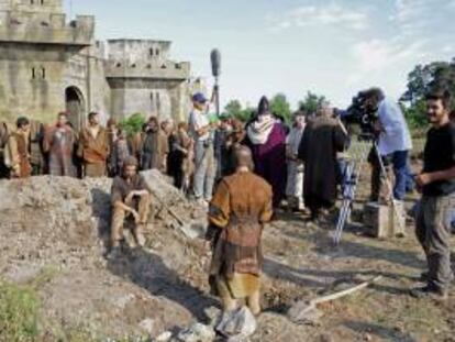 Imagen del rodaje en los estudios bucarestinos de Castel Film de la película italiana "Barbarossa".