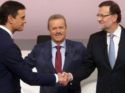 Debate entre Mariano Rajoy y Pedro Sánchez, este lunes.