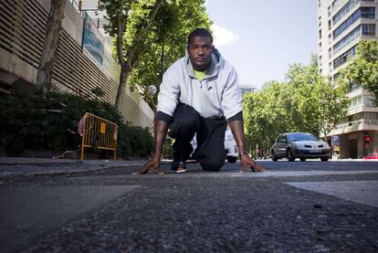 Justin Gatlin, el sábado en Madrid.