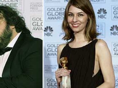 Peter Jackson besa el Globo de Oro al mejor director por <i>El retorno del rey</i> (izquierda) y Sofia Coppola con su premio a la mejor comedia por <i>Lost in translation</i>.